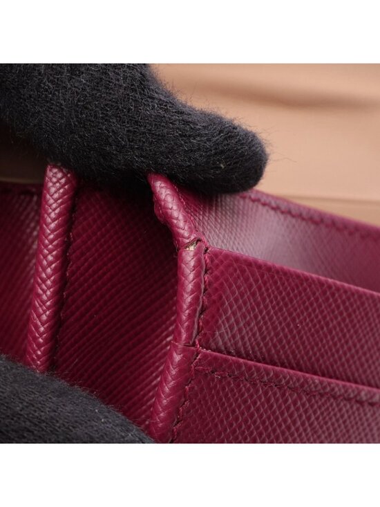 Prada Saffiano Metal Tri-Fold Compact Wallet Viola 1405967  Prada Bifold Wallet Saffiano Tuc Purple Leather